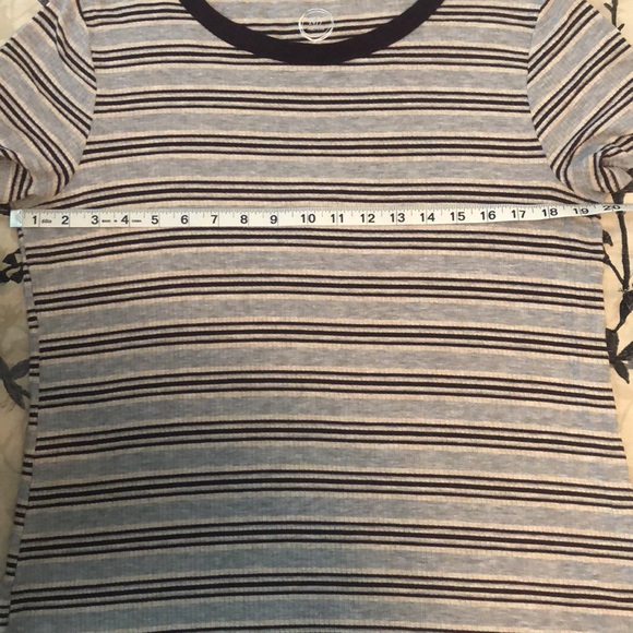🌻5/$35🌻 Maurices | Gray and Plum Light Casual Striped Tee - Picture 2 of 3